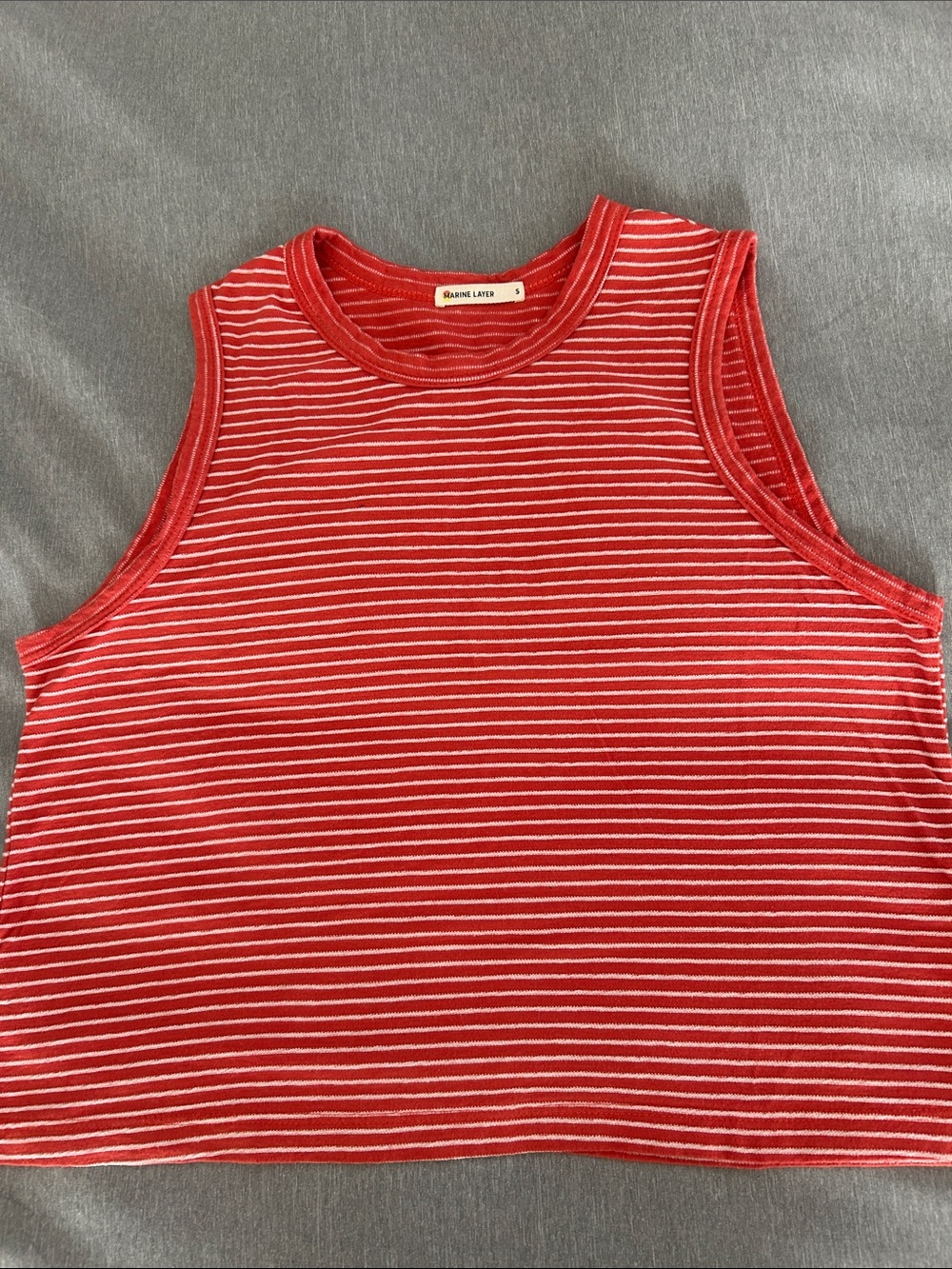 Marine Layer Red & White Striped Cropped Tank, small